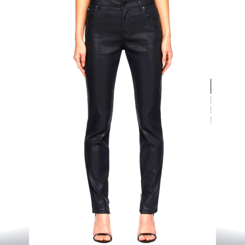 Tom Ford Skinny Black Lacquered Ankle Zip Jeans